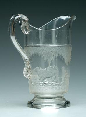 Pressed glass polar bear pitcher,