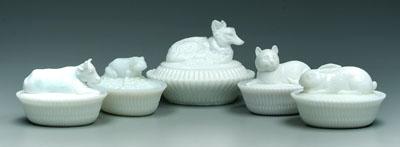 Five milk glass animal   93e2f