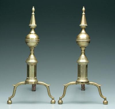 Pair Federal steeple top andirons  93e9a