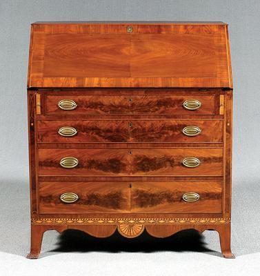 Fine Federal inlaid desk, figured walnut