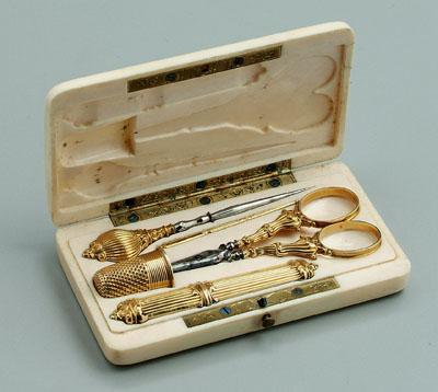 French gold and ivory sewing kit  93f1b