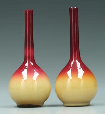 Pair Wheeling peachblow bud vases  93f28