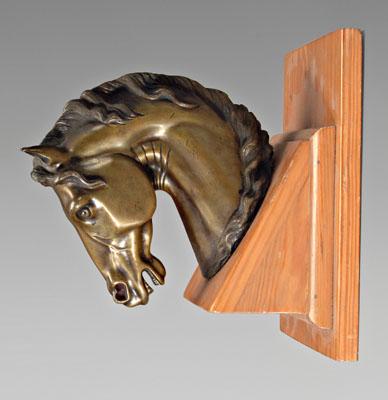 Bronze horse head, light gold/olive