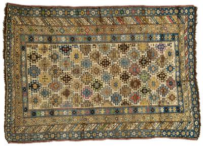 Caucasian rug, repeating hook designs