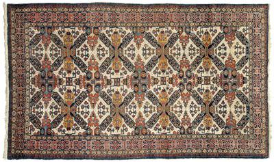 Persian rug, ornate X designs on