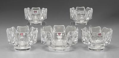 Set of five Orrefors Corona bowls: