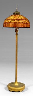 Tiffany acorn floor lamp, gilt bronze