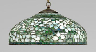 Tiffany dogwood stained glass shade,