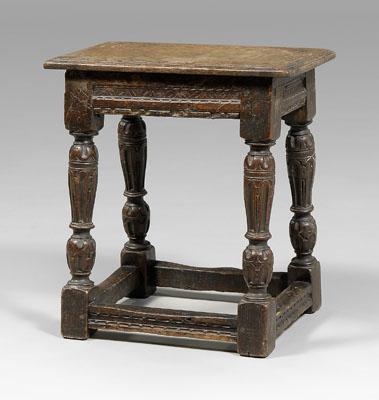 17th century oak joint stool molded 93be2