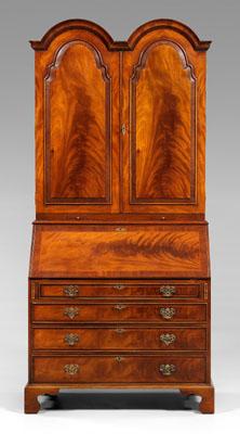 William and Mary style desk, bookcase: