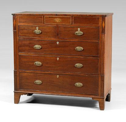 British inlaid mahogany chest,