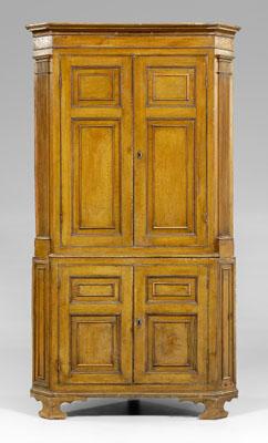 Grain painted paneled corner cupboard  93c18