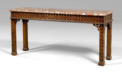 Carved mahogany console table,