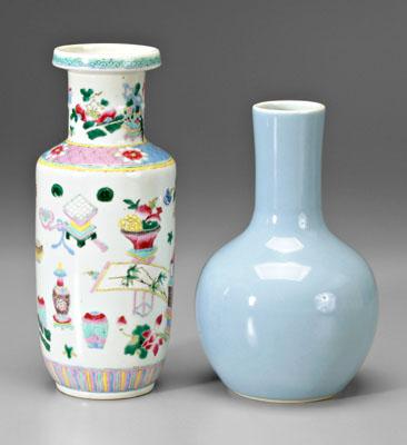 Two pieces Chinese porcelain: claire-de-lune