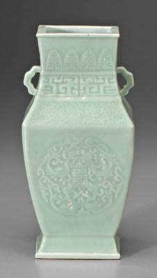 Chinese celadon hu vase quadrilateral 93c67