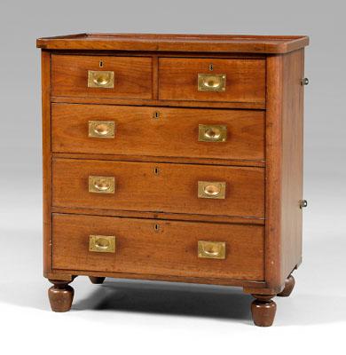 Mahogany campaign chest, top with