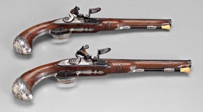 Pair French flintlock pistols: