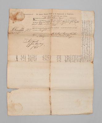 Benjamin Franklin autograph document,