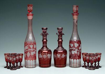 Four Bohemian glass decanters  9410b