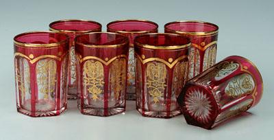 Set of seven cased glass tumblers  9410d