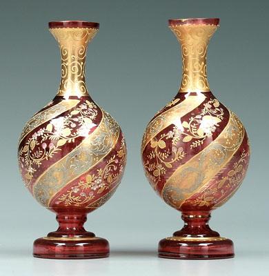 Pair Moser vases dark cranberry 94111