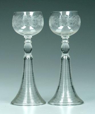 Set of eight intaglio cut goblets: