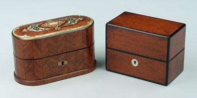 Two wooden perfume cases one satinwood 9411d