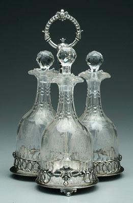 Three bottle decanter set: three-lobed
