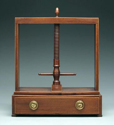 Mahogany book press, threaded wooden