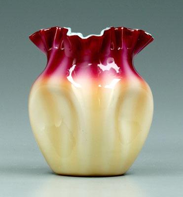 Plated amberina vase, four concave