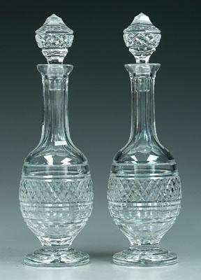 Pair Waterford decanters paneled 9415e