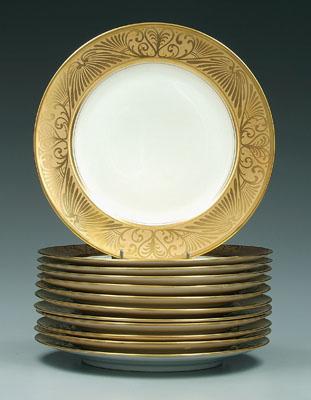 Set of twelve service plates: ivory