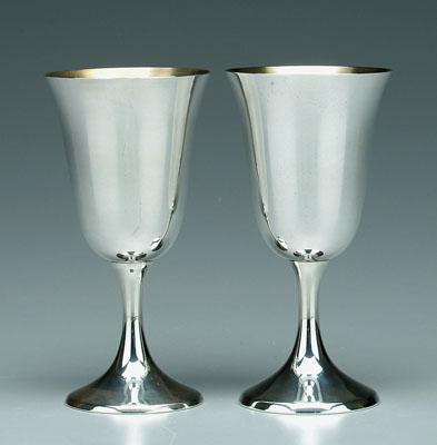 Eight sterling goblets: flared rims,