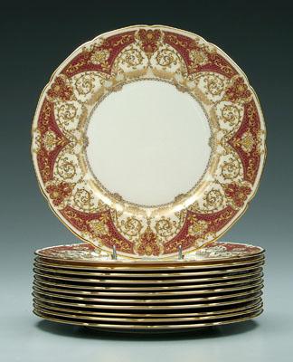 Twelve Lenox service plates: elaborate