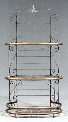 French brass and iron baker's rack,