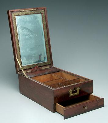 Mahogany traveling accessory case, brass