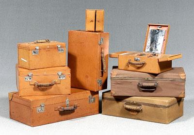 Seven pieces Cross leather luggage:
