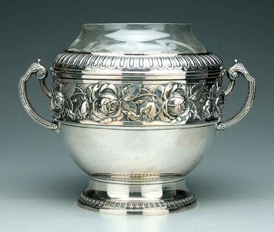 Silver plated Art Deco punch bowl, round