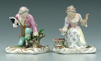 Two Meissen figures: kneeling man with