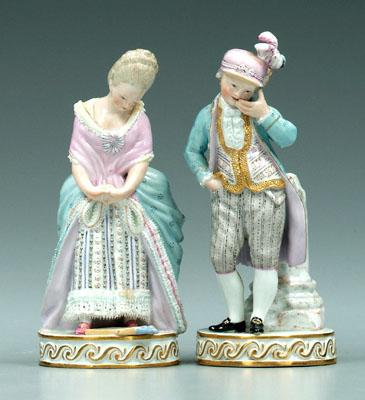 Two Meissen figurines: boy with