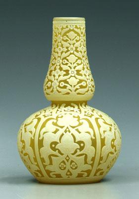Cameo glass vase white arabesque 941c2