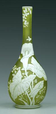Cameo glass vase, lily and bee decoration