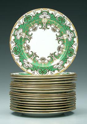 18 Crown Derby/Tiffany service plates: