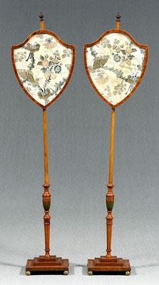 Fine pair satinwood firescreens: each