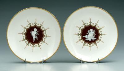 Two Mintons [pâte-sur-pâte] plates: