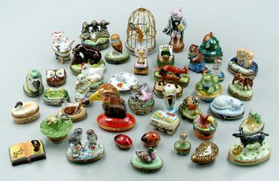 42 painted Limoges porcelain boxes: