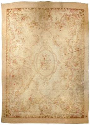 French Aubusson carpet, linen backing,