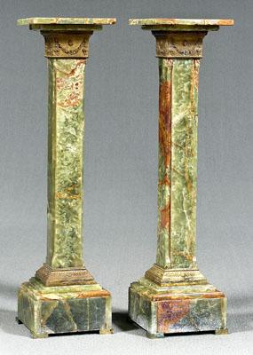 Pair bronze mounted onyx pedestals: