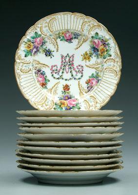 Set 12 hand painted service plates: