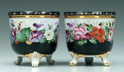 Pair porcelain cachepot: hand painted